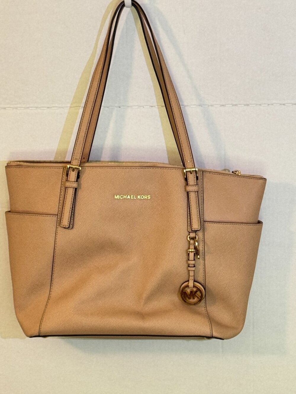 Michael Kors Charlotte Tote & Wallet Set Luggage Leather Gently Used - Picture 3 of 13